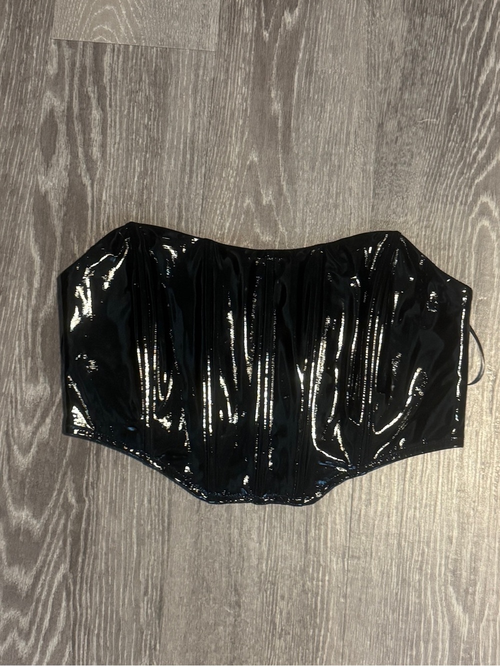 Garage Black Faux-Leather Corset Top